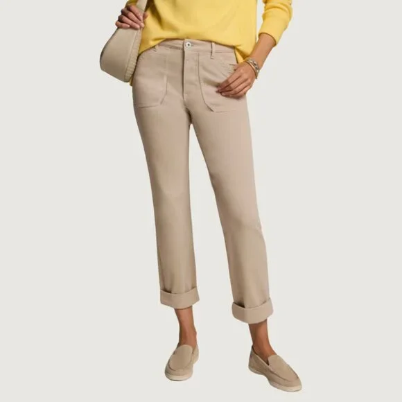 J Jill Straight Leg Ankle Light Vintage Canvas Pants Women Size 14 Regular - Picture 1 of 9